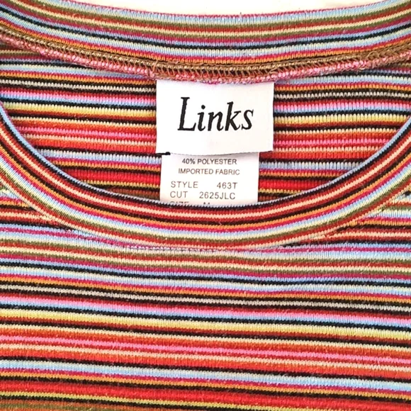 Links Womens Long Sleeve Stipe Mid Weight Knit Top Tee Shirt Size M - Picture 2 of 7